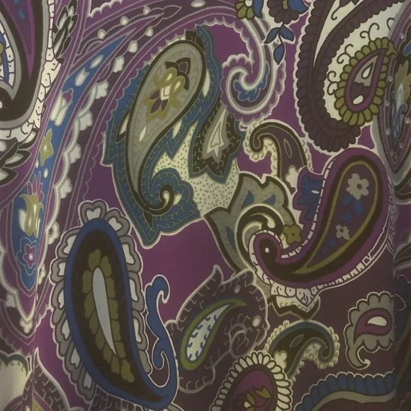 Susan Graver Top Size 3X Purple Paisley Print Tunic Artsy Liquid Knit Office - Picture 5 of 9